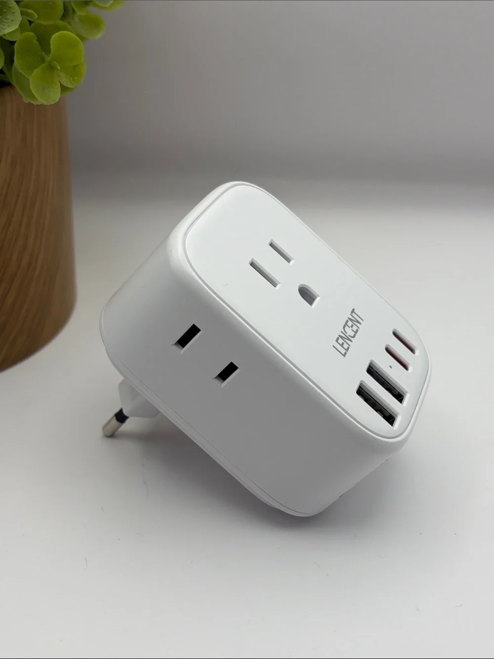 Lencent Foldable Dual USB European Travel Plug Power Adapter, PA050USEU